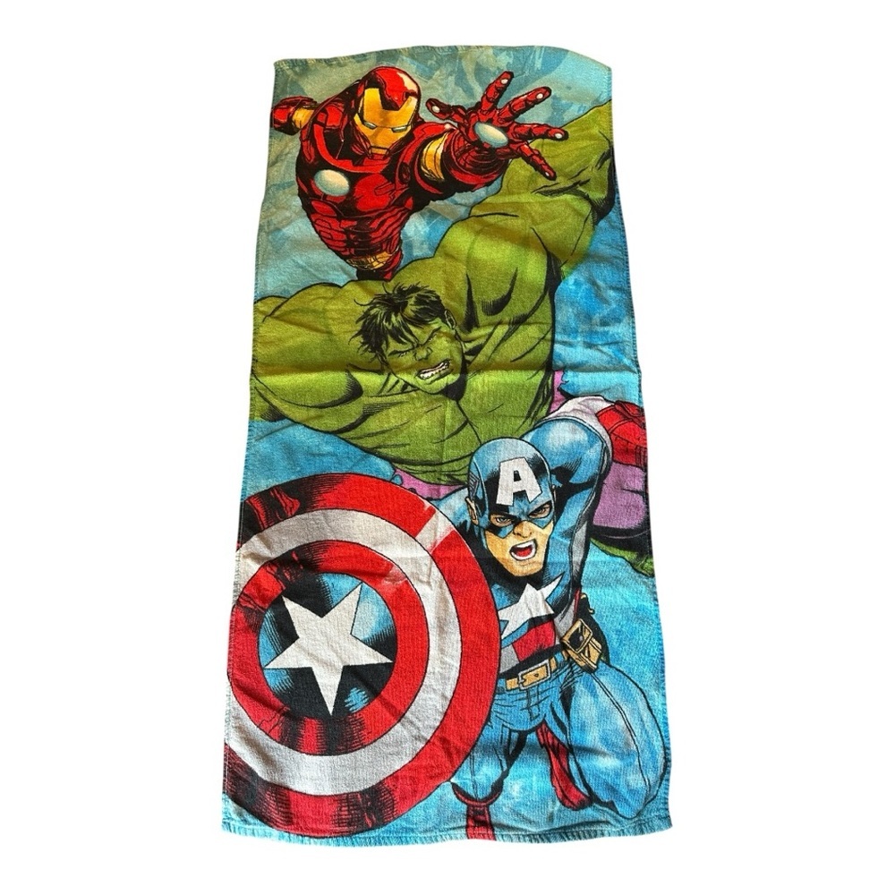 Marvel Heroes Towel with Red, Green, and Blue Red Green Size 53”x26”